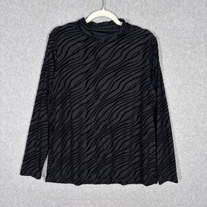 Anne Klein Sheer Velvet Burnout Top Large Zebra Whimsigoth Witchy Romantic Mob‎
